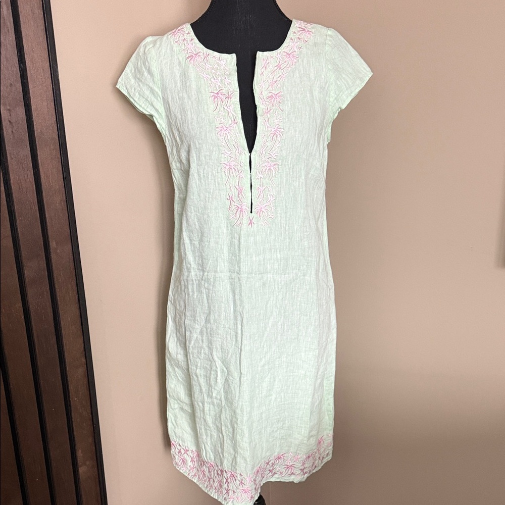 HIHO Light Green Dress with Pink Embroidery